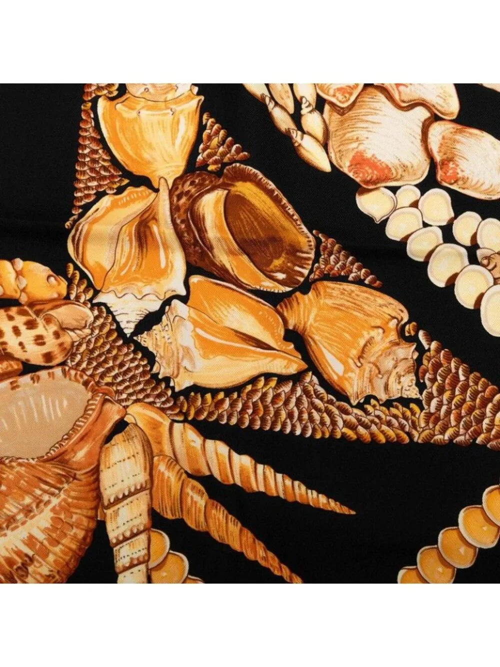 Hermes Carre 90 Rocaille Seashell Scarf Large Black Multicolor Silk